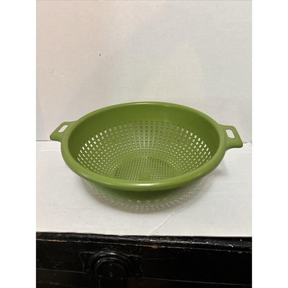 Vintage MCM Max Klein Plastic Colander Strainer • Olive Green - Picture 1 of 13